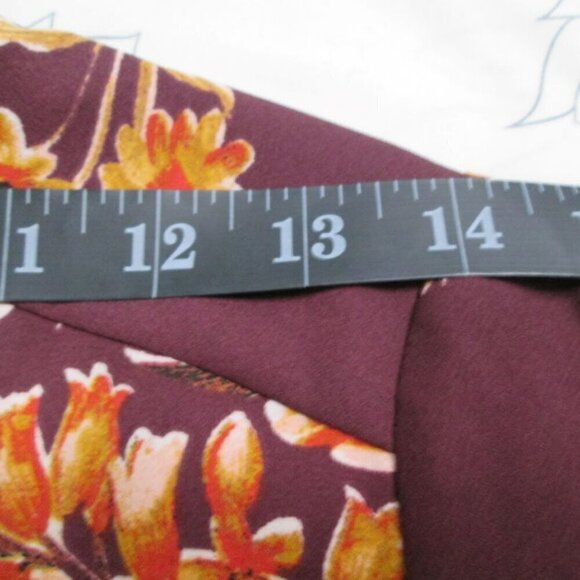 NWT Daniel Rainn Burgundy Floral 3/4 Sleeve Split-neck Chiffon Top-PXS - Picture 9 of 16